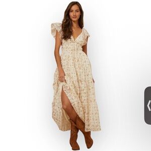 Altar'd State Cream Floral Maxi Dress
